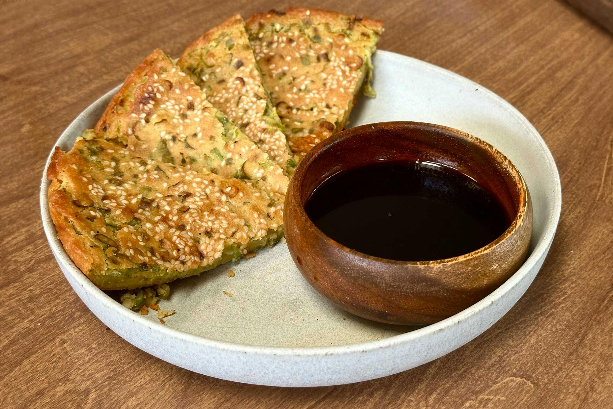 sesame scallion socca