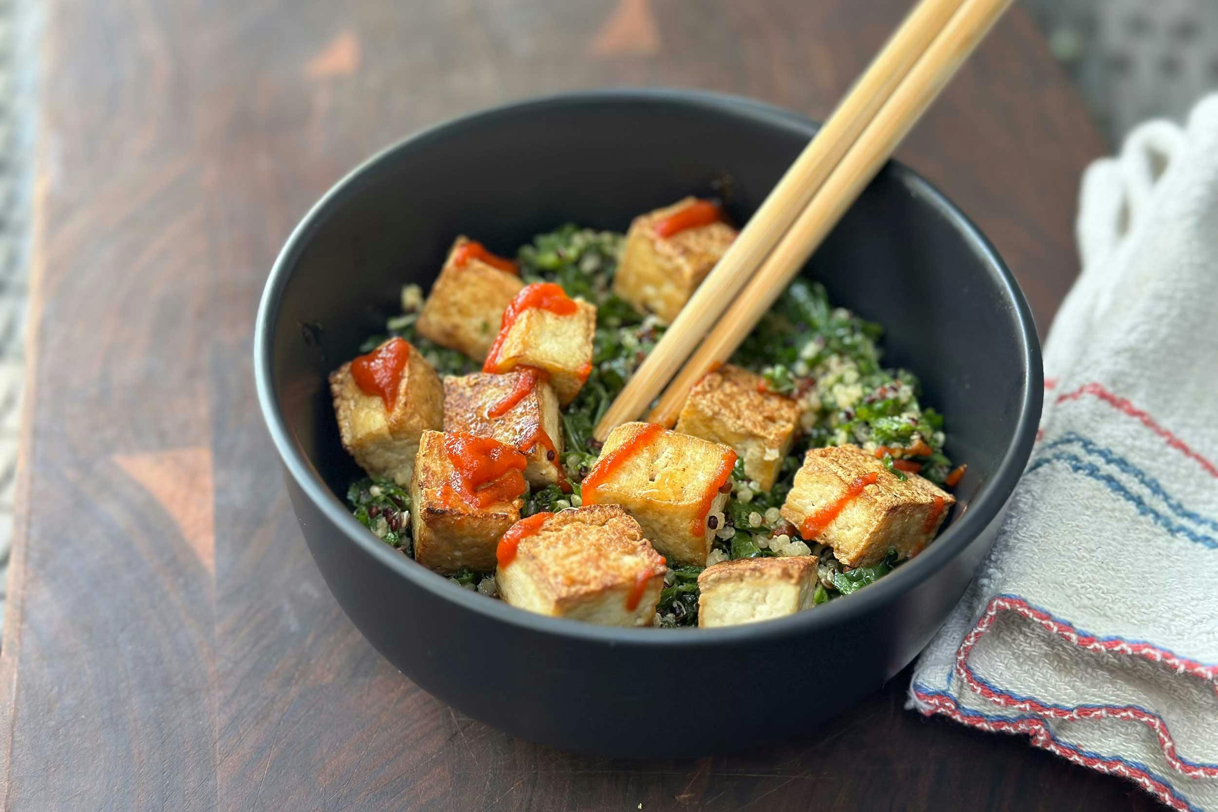 saucy tofu quinoa salad