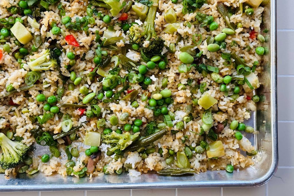 Sheet pan veggie fried rice