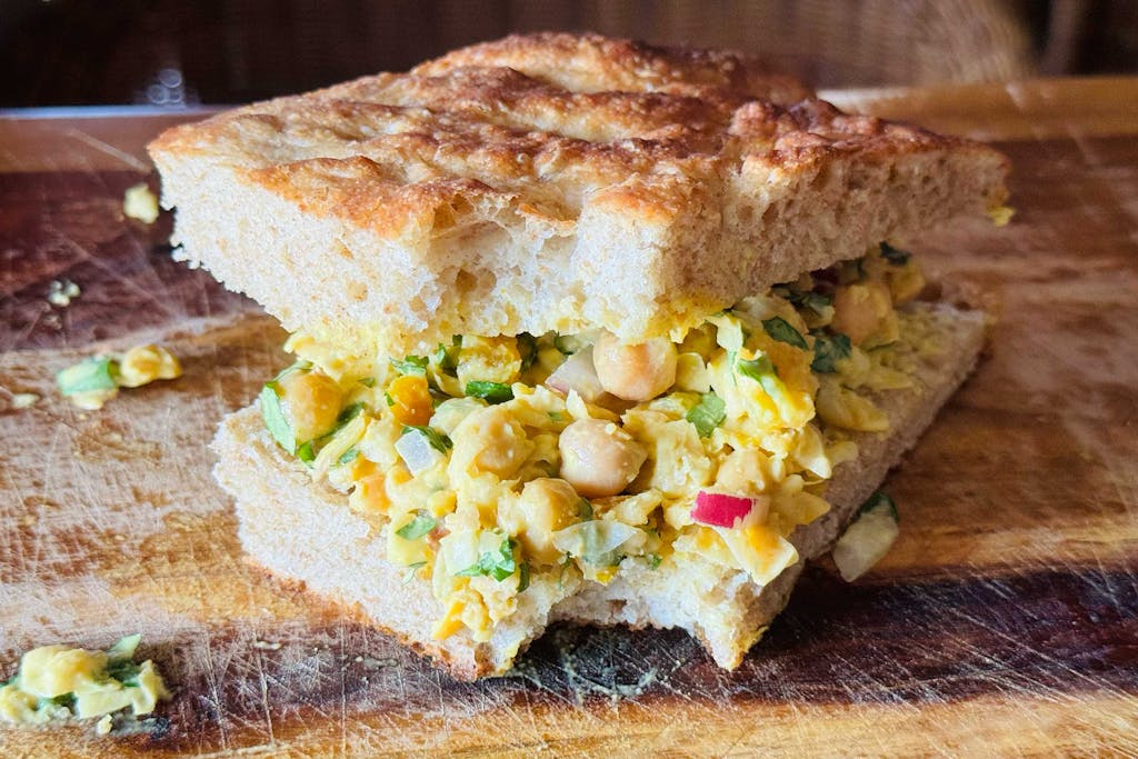 Curried chickpea salad sandwich