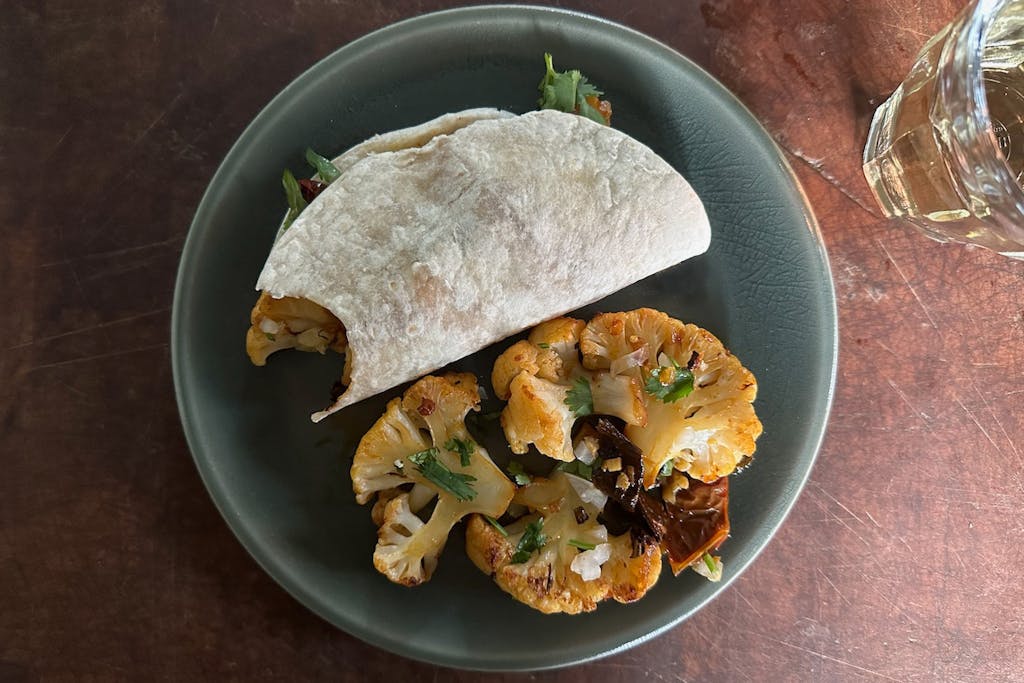 Cauliflower is a perfect shrimp swap in this fiery taco filling