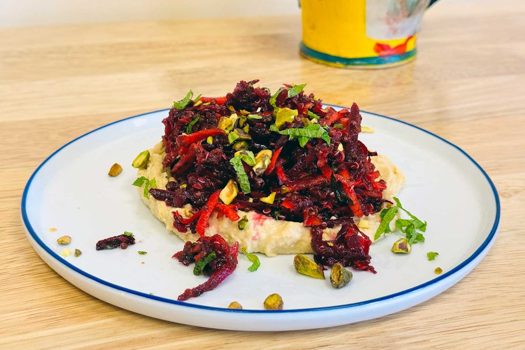 Carrot-beet salad with dates and pistachios