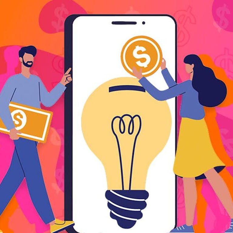 what is indiegogo - drawing of creators putting money over a lightbulb symbolizing an idea