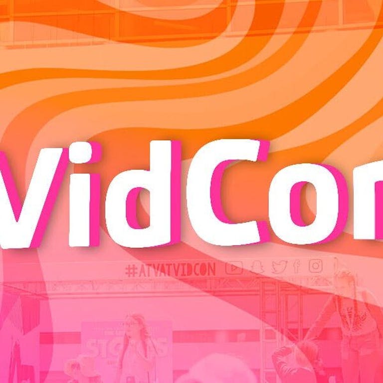 what is vidcon - the vidcon logo over waves