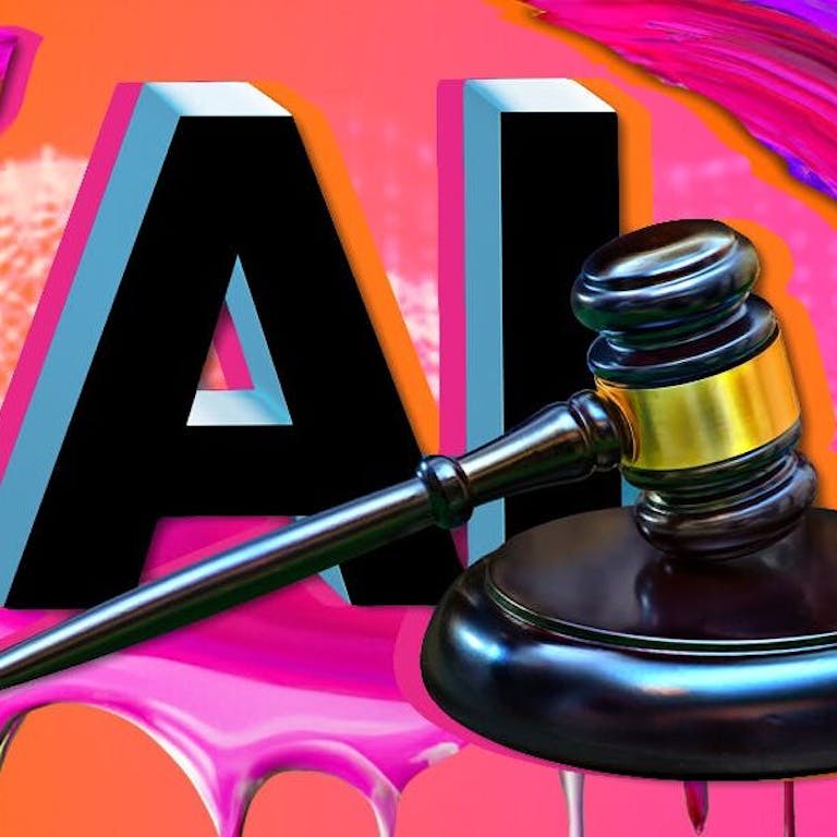 ai law - a gavel and a robot resting over the word AI