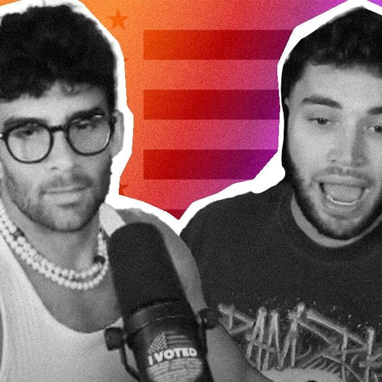 influencers Adin Ross and Hasan Piker over american flag