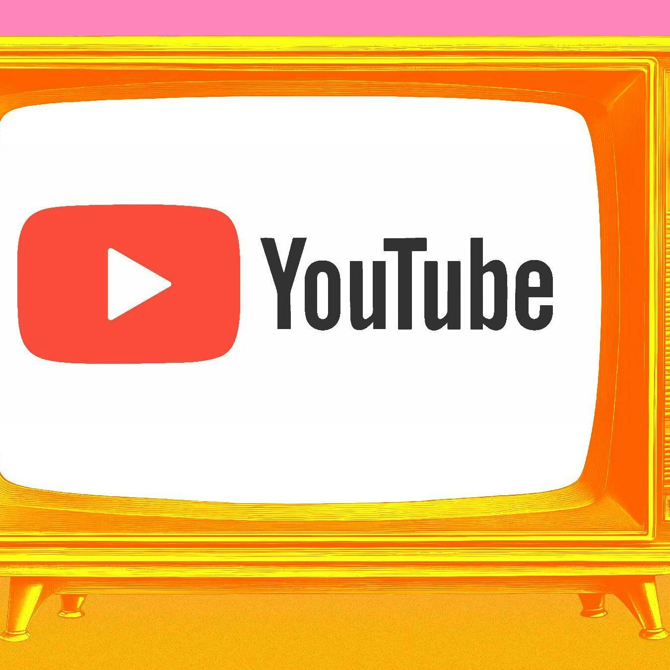 A retro TV set with the YouTube logo on the screen.