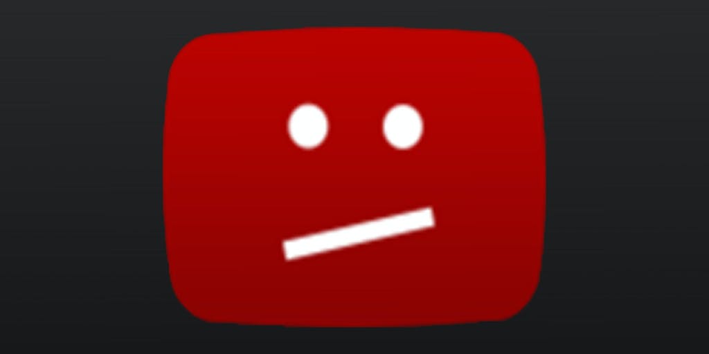 YouTube channel deleted image (frowning YouTube logo) on gray background