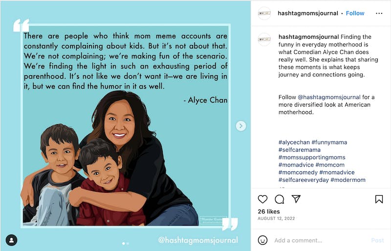 Mom Influencers - drawing of a mother and children with inspirational text