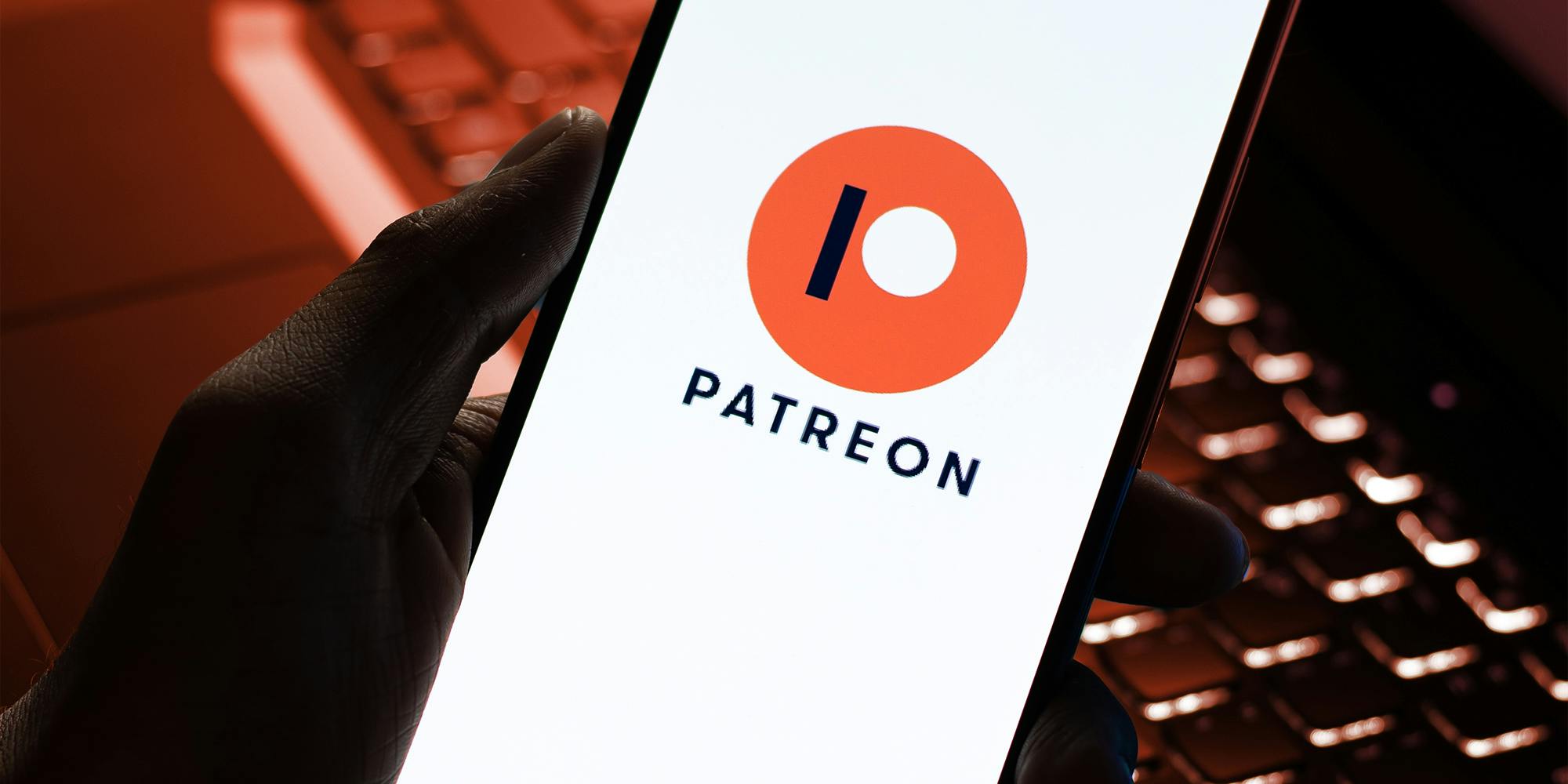 Patreon logo on phone screen