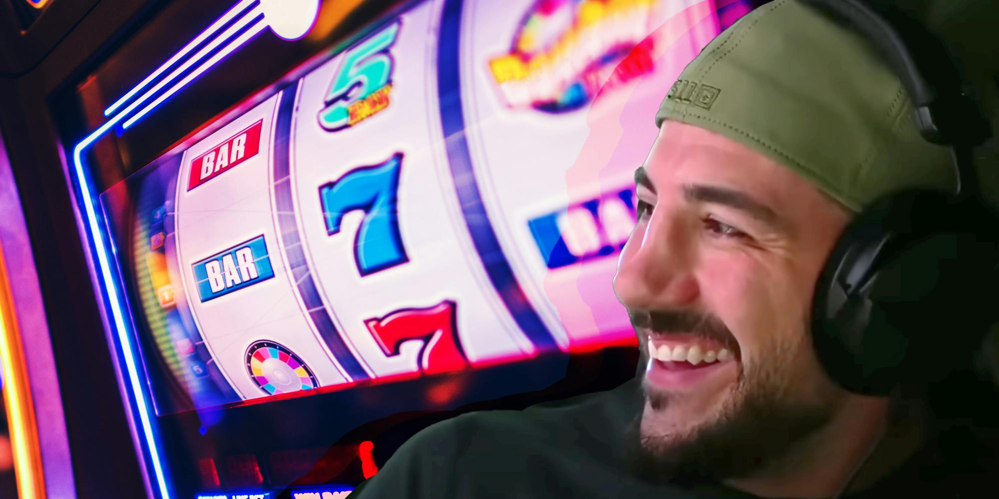 Nickmercs in front of slot machines kick gambling