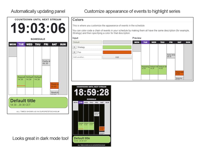 twitch extensions - schedule on google calendar extension for Twitch