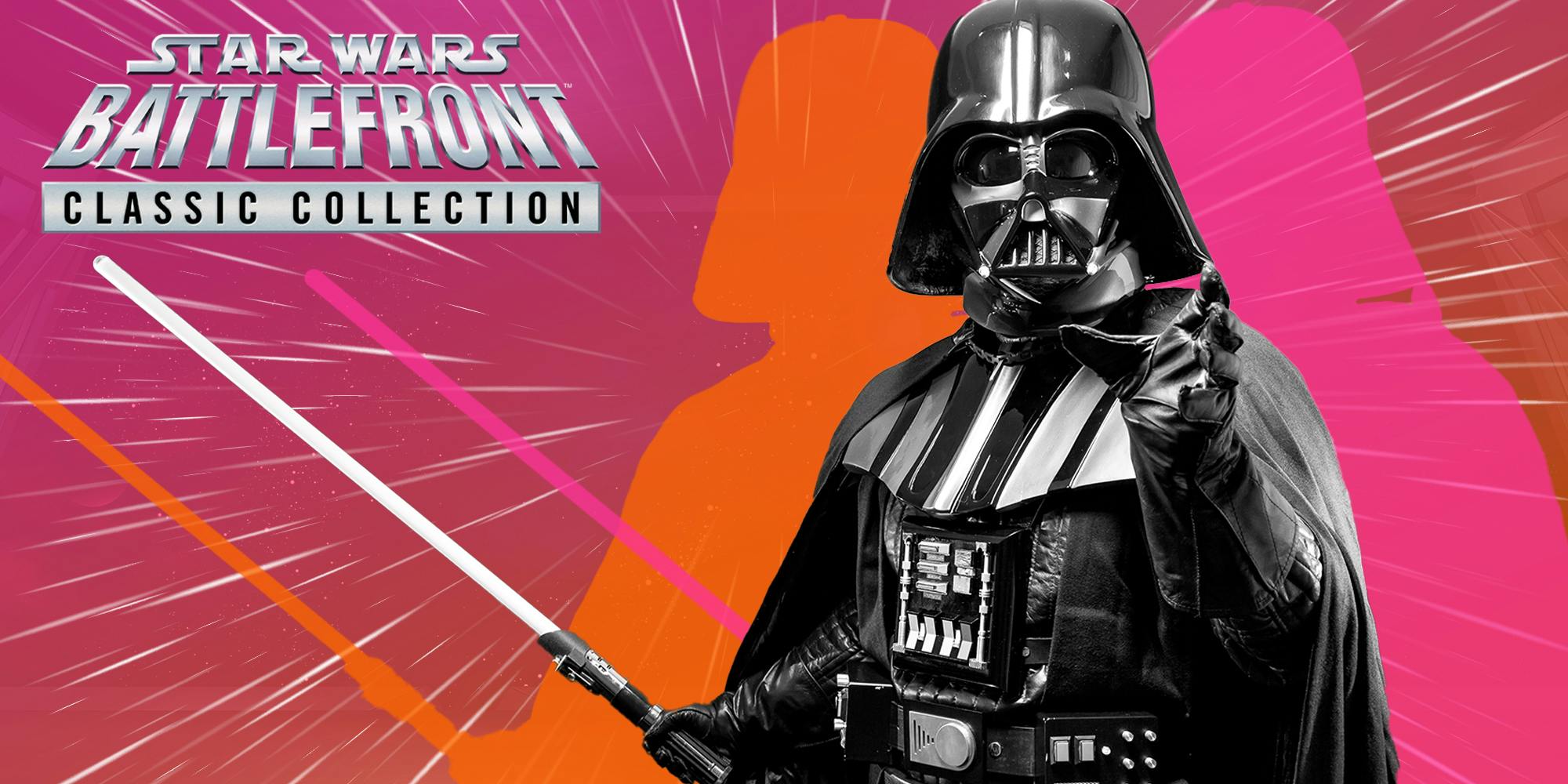 star wars battle front classic collection logo next to an image of darth vader