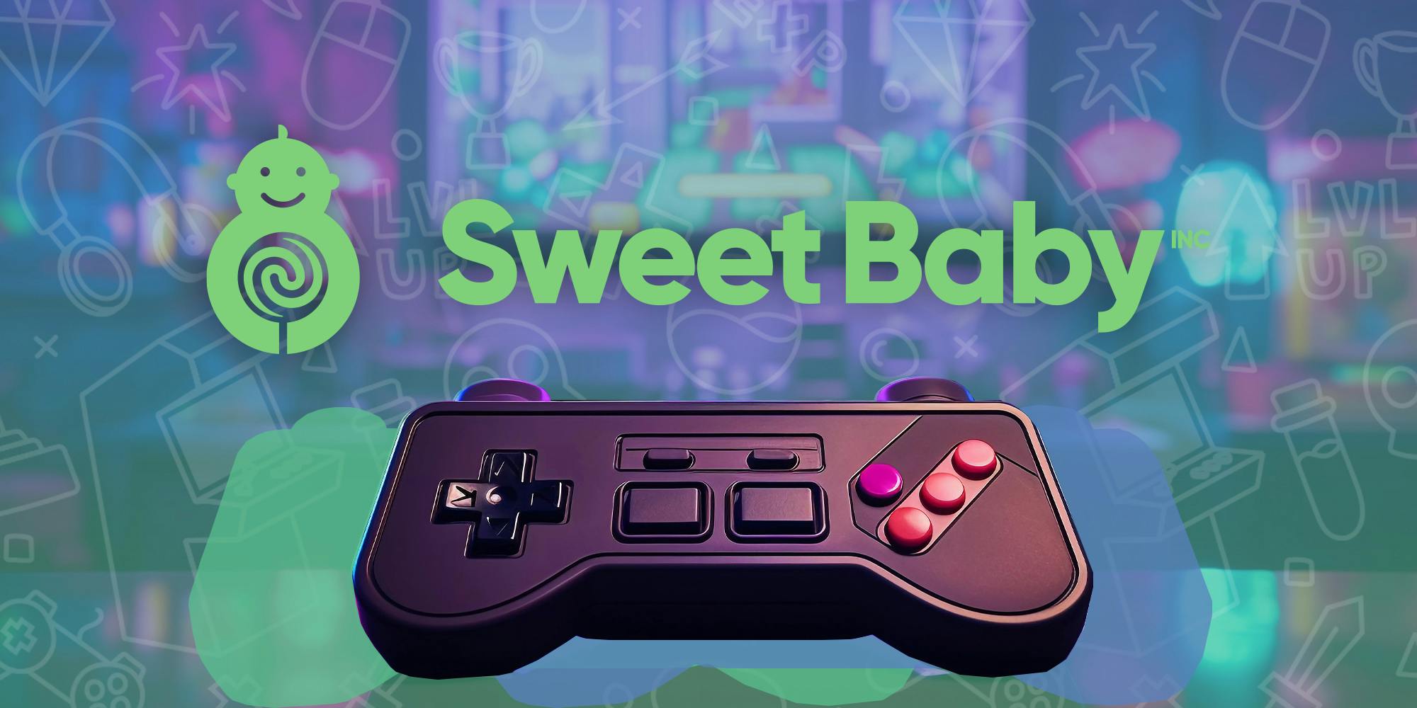 Sweet Baby Inc; Controller with gaming background