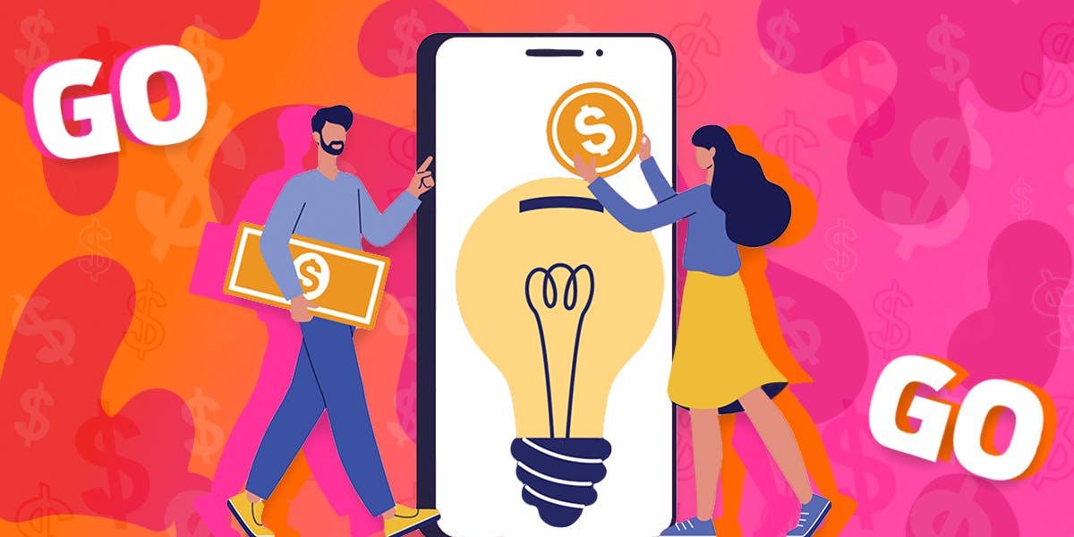 what is indiegogo - drawing of creators putting money over a lightbulb symbolizing an idea