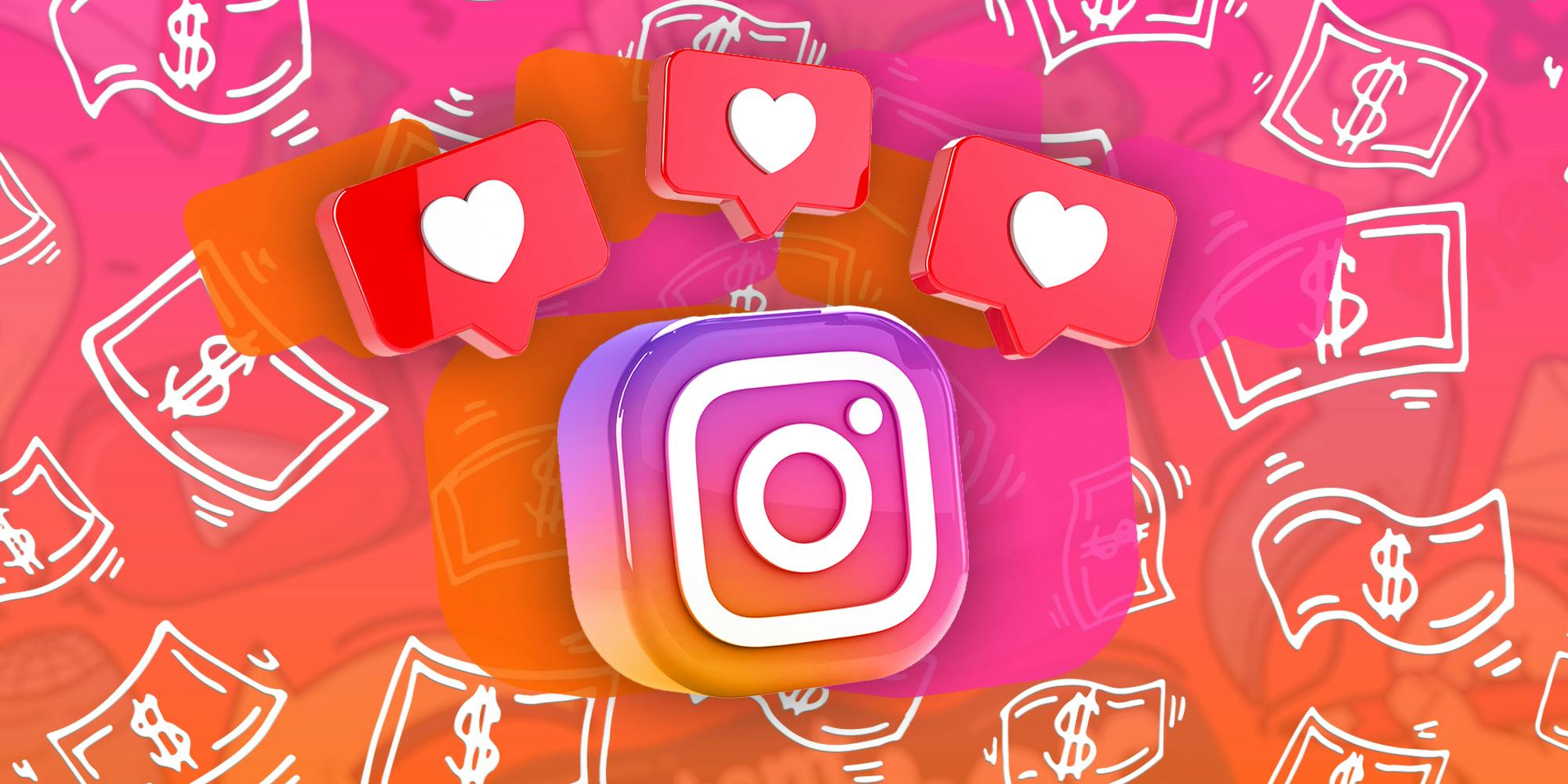 Instagram logo camera icon with like notifications
