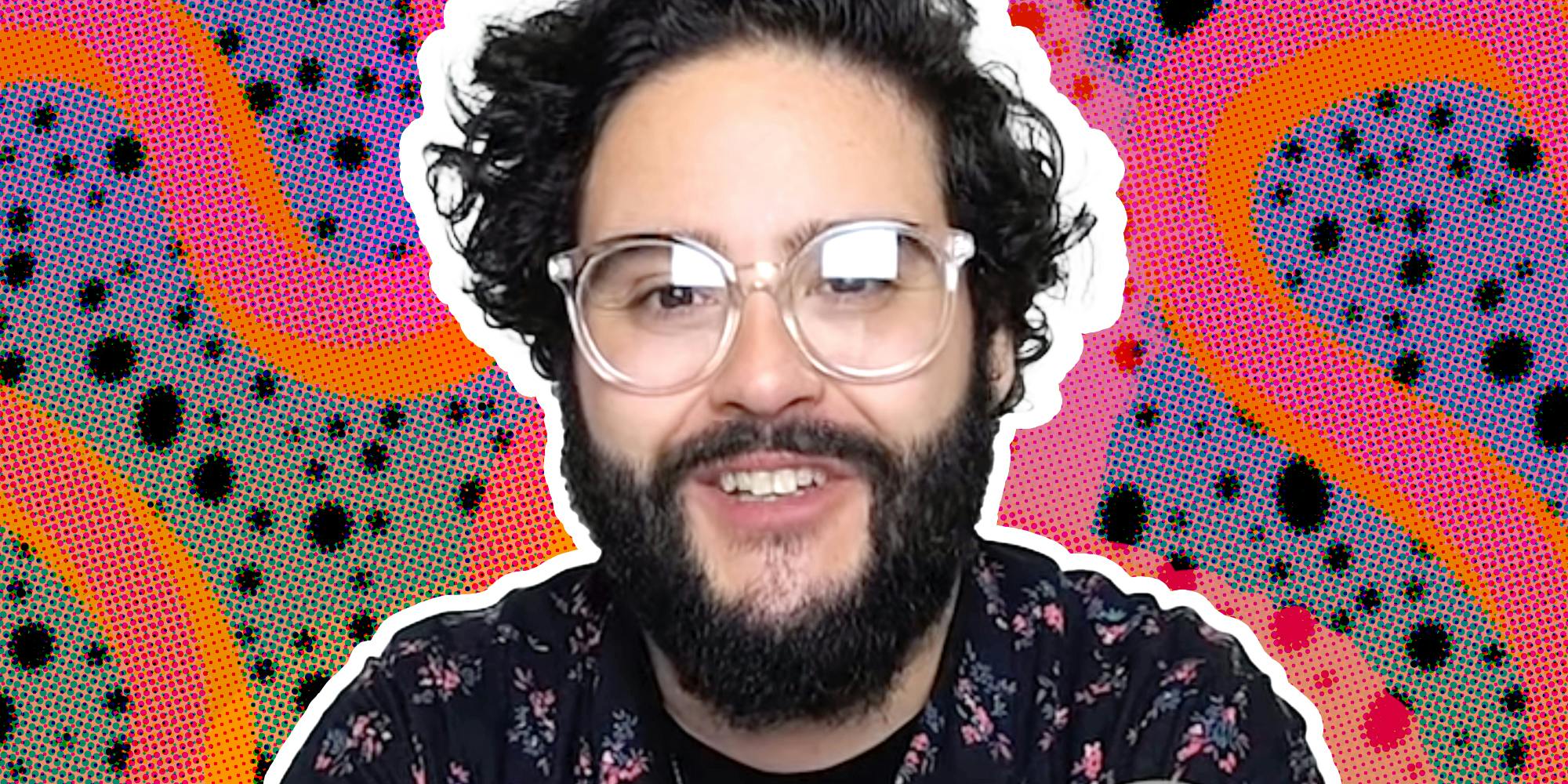 An image of Steve Zaragoza with abstract background