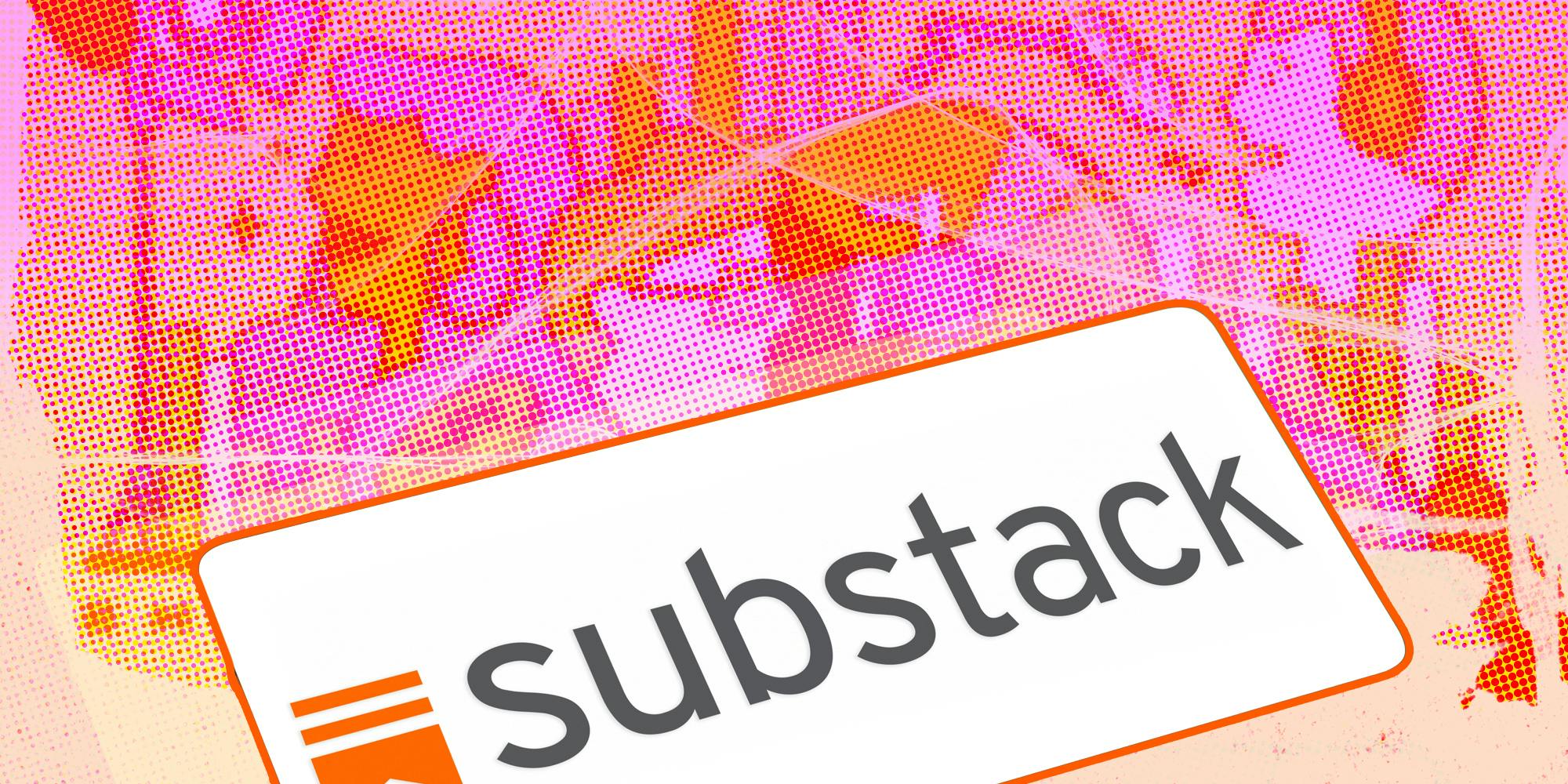 Substack logo in front of graphic of substack creator studio content creators