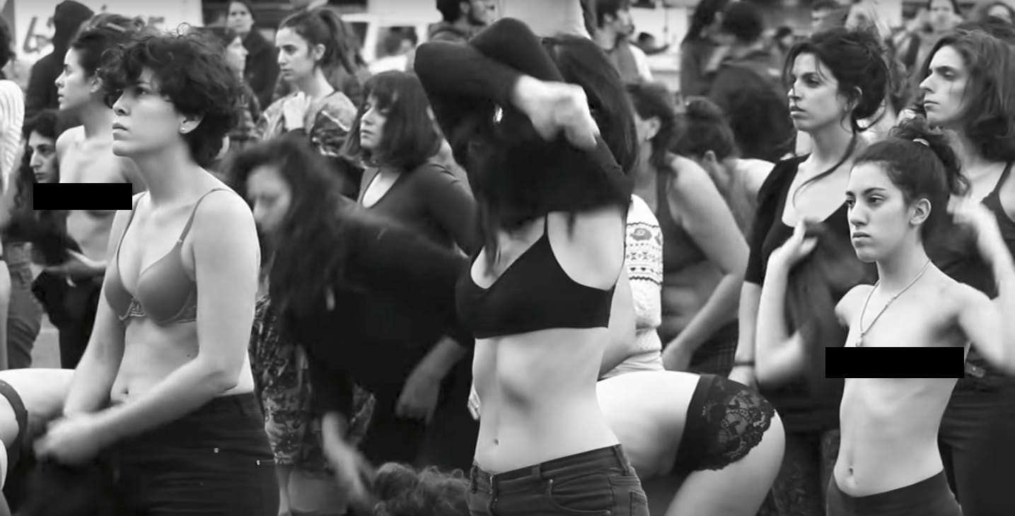 Demonstrators in Argentina shed their clothes to protest ‘femicides’